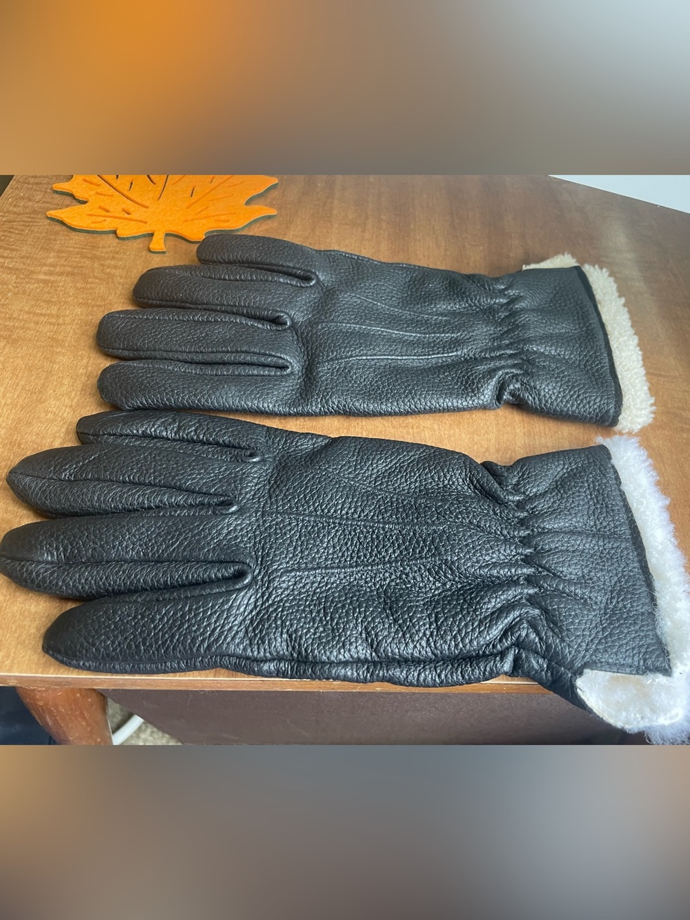 L.L.Bean Women’s Black Deerskin Leather Gloves Shearling Cuff Lined Sz SM NWOT